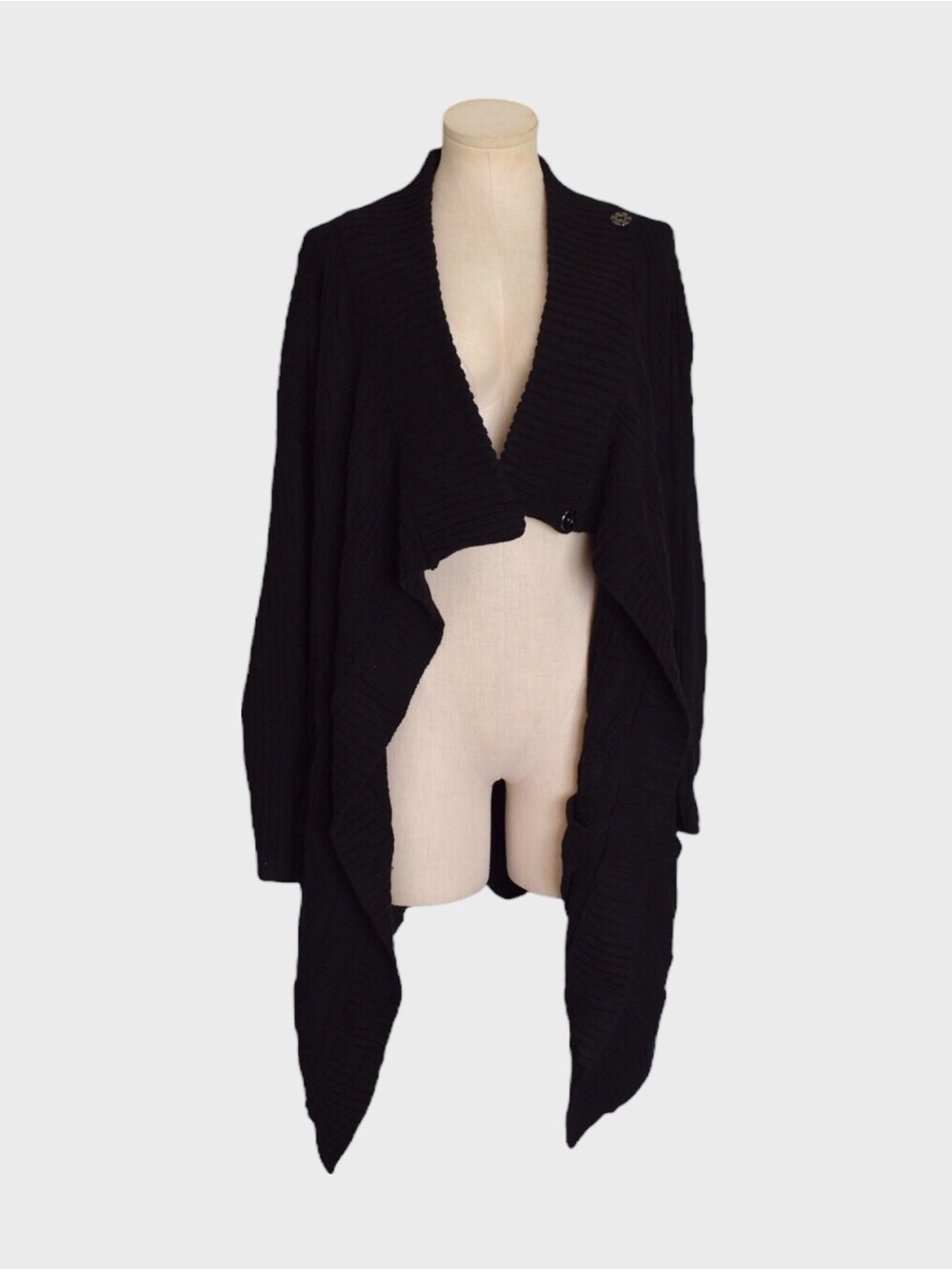Jillian Nicole Cable Knit Waterfall Cardigan Cowl Neck Sweater